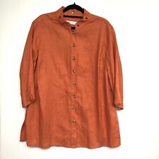 Usado, Blusa túnica naranja LAURA talla grande 14 para mujer 100 % lino relax cuello alto segunda mano  Embacar hacia Argentina