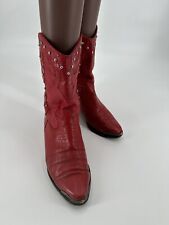 BOTAS DE MUJER DE COLECCIÓN ZODIAC EE. UU. ROJAS CUERO TACHONADO TALLA 8M WESTERN AÑOS 80, usado segunda mano  Embacar hacia Argentina