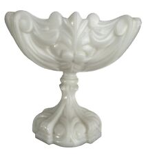 Vintage Portieux Vallerysthal Opaline Milk Glass Compote Pedestal Dish Bowl for sale  Shipping to South Africa