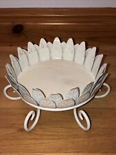 Wrought Iron Shabby White Plant Stand Holder Table Floor Leaves 6.75” Fitter Pot for sale  Shipping to South Africa