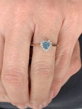 9ct gold fine blue topaz & diamond cluster ring 1.6 Grams for sale  Shipping to South Africa