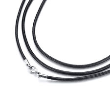 Halskette Leder Schwarz Edelstahl Karabiner Damen Herren Lederband gebraucht kaufen  Versand nach Switzerland
