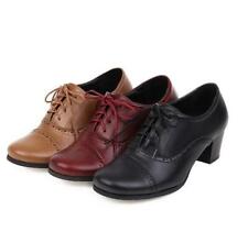 Käytetty, Womens Round Toe Lace Up Block Mid Heels College Pumps Casual Oxfords Shoes 43 myynnissä  Leverans till Finland