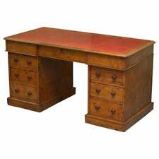 RARE CIRCA 1880 ANTIQUE HOWARD & SON'S POLLARD OAK PARTNER DESK OXBLOOD LEATHER for sale  Shipping to South Africa