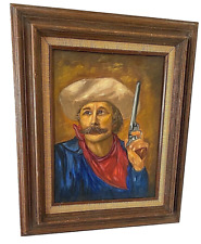 COWBOY WITH A REVOLVER Impressão a óleo sobre tela Fine Art Moldura de madeira 23" x 19" 110/180 comprar usado  Enviando para Brazil