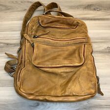 FREE PEOPLE TAN EAST END DISTRESSED LEATHER ZIPPER POCKETS BACKPACK BAG for sale  Shipping to South Africa