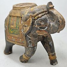 Vintage Wooden Elephant Figurine Original Old Hand Carved Painted Large Heavy for sale  Shipping to South Africa