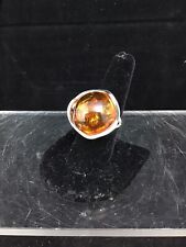Amber Effect Cocktail Ring Adjustable Ring Size Q Set in 925 Silver for sale  KIDDERMINSTER