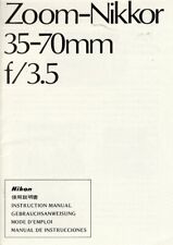 Instruction User's Manual Nikon Zoom-Nikkor 35-70mm f/3.5 Multilingual, używany na sprzedaż  PL