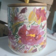 Opala casa grés ousado cônico padrão floral vasilha tampa de madeira cabo de latão comprar usado  Enviando para Brazil