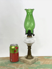 "Antigua lámpara de aceite de vidrio sándwich de 14" verde victoriano art deco mármol queroseno" de colección segunda mano  Embacar hacia Argentina