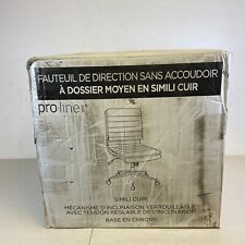 Silla de cuero sintético sin brazos para gerente de espalda media sin brazos Pro Line ll con base cromada blanca, usado segunda mano  Embacar hacia Argentina