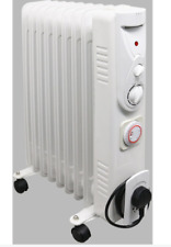 Portable 9 Fin 2000W Oil Filled Radiator Electric Heater With Timer Thermostat, used for sale  Shipping to South Africa