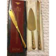 Vintage Golden Wedding Cake Knife and Trowel Plate Server Set by Crown Court, used for sale  Shipping to South Africa