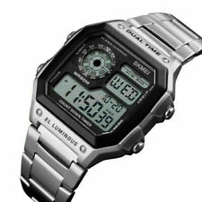 SKMEI Men Luxury Waterproof Alarm Stainless Steel Digital Square Wrist Watch for sale  Shipping to South Africa
