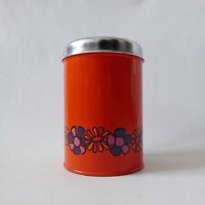 1970s vintage Brabantia Diana orange flower storage tin, canister pot tea coffee, used for sale  Shipping to South Africa