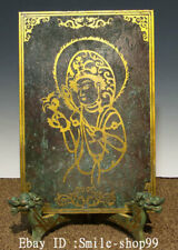Prateleira de parede bi padrão inscrição Buda Kwan-yin dourada bronze antiga 11,8", usado comprar usado  Enviando para Brazil