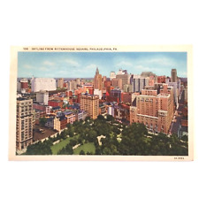 Vintage Postcard Skyline Rittenhouse Square Philadelphia PA  Linen  Aerial View for sale  Shipping to South Africa