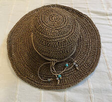 Chapéu de praia feminino SCALA Collection marrom tecido natural palha papel frisado sol  comprar usado  Enviando para Brazil