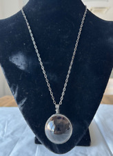 Used, Large Clear Crystal Ball Necklace & Pewter Chain.  (DL6) for sale  Shipping to South Africa