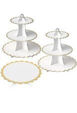 afternoon tea cake stands - set of 3 white and gold for sale  LISKEARD