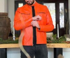 Orange leather jacket d'occasion  Expédié en Belgium