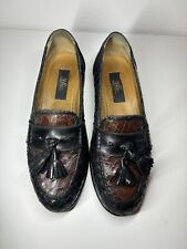 ZELLI Genuine Crocodile Loafers 7.5 M Black & Brown Woven loafers mens $995 MSRP for sale  Shipping to South Africa