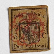 Timbre oblitéré Suisse / 5c Port Cantonal dans le bas / Genève 1845, usado comprar usado  Enviando para Brazil