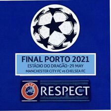 Manchester City CHAMPIONS LEAGUE + FINAL PORTO 2021 font + toppa RESPECT usato  Spedire a Italy