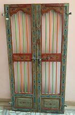 Used, Antique Painted Door With Painted Iron Bars Wooden Hand Carved Indian Furniture for sale  Shipping to South Africa