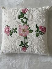 Used, Embroidered Pillow French Knot Floral Cottage Shabby Chic Lace Cream Needlework for sale  Shipping to South Africa