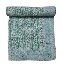 Colcha queen indiana Kantha feita à mão colcha cobertor impressão bloco mão Gudr comprar usado  Enviando para Brazil