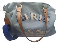 SAMANTHA THAVASA Since 1994 2-Way Sling Bag Tote PARIS Edition Blue Bamboo Cloth, used for sale  Shipping to South Africa