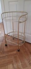Light Gold Metal Glass Round 2 Tier Small Drinks Trolley Bar Buffet Cart vgc for sale  Shipping to South Africa