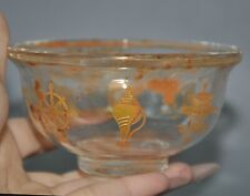 Tigelas de xícara de chá 3,6" cristal chinês dourado esculpido oito tesouros palácio comprar usado  Enviando para Brazil