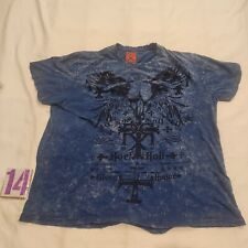 Camiseta Rock And Roll Cowboy Affliction Style azul 2XL desgastada comprar usado  Enviando para Brazil