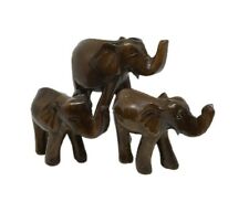Elephants 3 Hand Carved Wooden Dark Glazed Collectible Home Décor Unsigned for sale  Shipping to South Africa