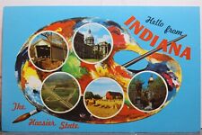 Indiana IN Hoosier State Hello Pocztówka Stary Vintage Widok karty Standardowa pamiątka na sprzedaż  Wysyłka do Poland