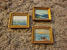 (3) Vintage Framed Miniature Original Seascape Hand Paintings Made in SPAIN for sale  Shipping to South Africa