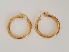 Dolce Vida Italy 18K Gold Plated Twist Design Hoop Earrings 1 1/8" Diameter for sale  Shipping to South Africa