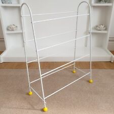 Vintage Mid Century Atomic White & Yellow Coated Metal Wire 4 Tier Shoe Rack, used for sale  Shipping to South Africa