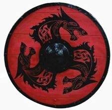 Escudo redondo medieval escudo viking design exclusivo de dragão escudo de madeira comprar usado  Enviando para Brazil