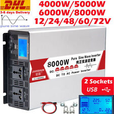 5000W 8000W Max 12V 24V 48V to 220V Pure Sine Wave Power Inverter LCD USB Port for sale  Shipping to South Africa