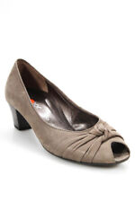 Zapatos de salón para mujer Cabor, talla 3,5, gris gamuza, punta de peep, tacón bajo delgado segunda mano  Embacar hacia Argentina