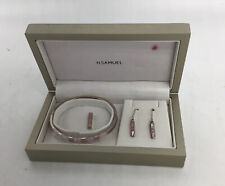 H Samuel  925 Silver + Pink Bracelet, Earrings + Pendant Set (No Chain ) (918) for sale  LUTON