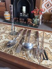 Vintage 1960s Prestige Wooden Handle Stainless Steel Kitchen Utensils England for sale  Shipping to South Africa