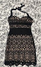 Usado, Vestido de Fiesta Bebe Negro Tostado Encaje Superpuesto Halter Talla M segunda mano  Embacar hacia Argentina