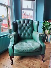 Vintage green leather for sale  WIGAN