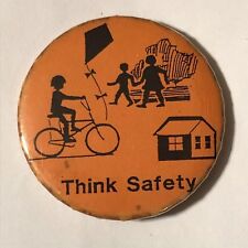 Think Safety Bike Recreation Safety Awareness Pinback Button Pin 2-1/4”, used for sale  Minneapolis