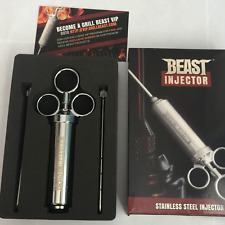 Used, GRILL BEAST MEAT INJECTOR STAINLESS STEEL LARGE BARREL 2 MARINADE NEEDLES 2 OZ  for sale  Shipping to South Africa